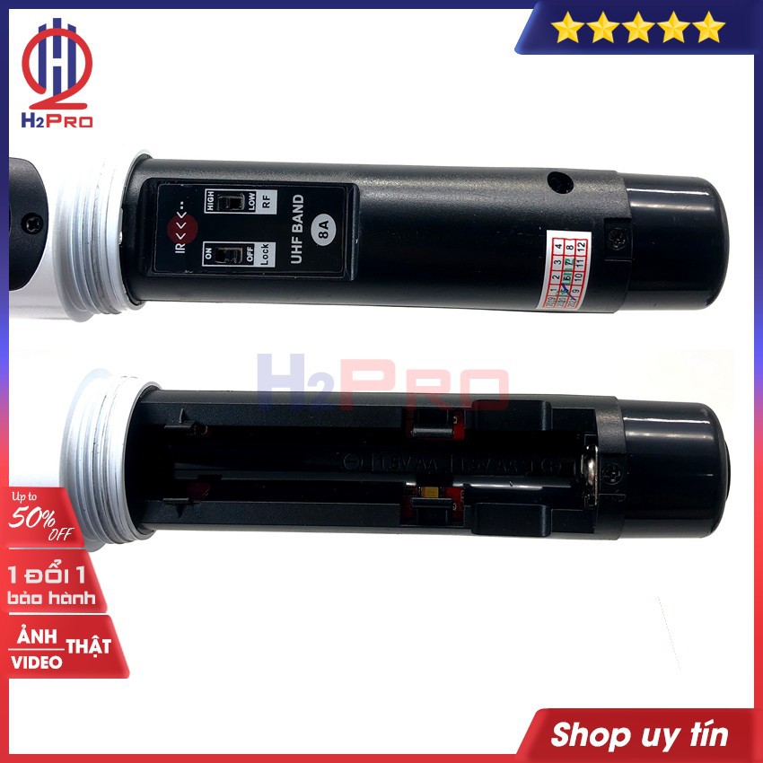 Bộ 02 micro không dây Shure UGX8 2021 H2Pro cao cấp, mic hút, tiếng sáng, chống hú (tặng 2 chống lăn mic 2 đôi pin 60k)