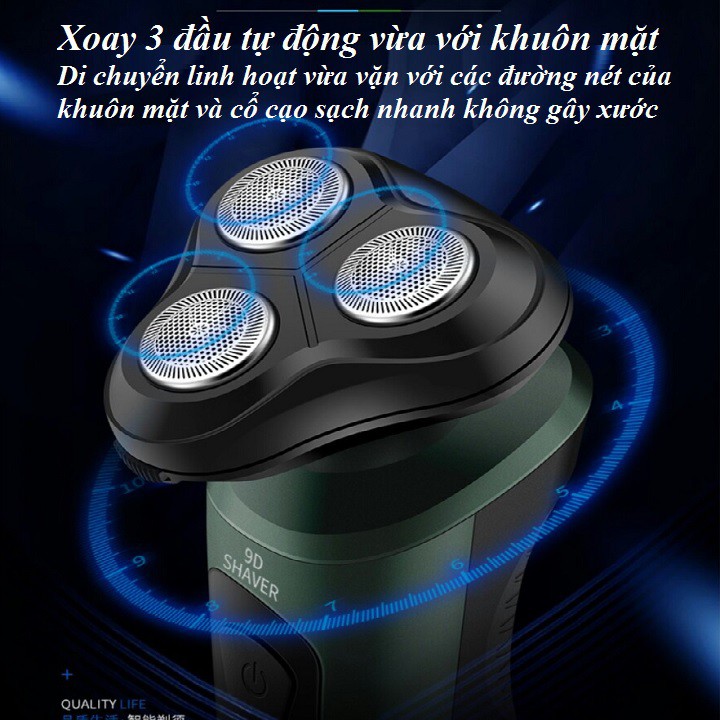 Máy cạo râu Shaver 9D dao cạo râu điện đa năng tốt cho nam pin sạc tiện lợi bảo hành 6 tháng tại cửa hàng Itechcare