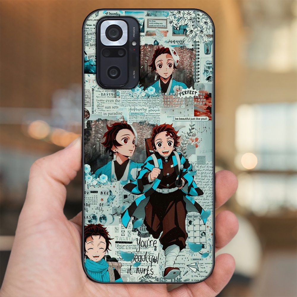 Ốp lưng Xiaomi Redmi Note 10 Pro viền đen in hình Tanjiro Kimetsu No Yaiba