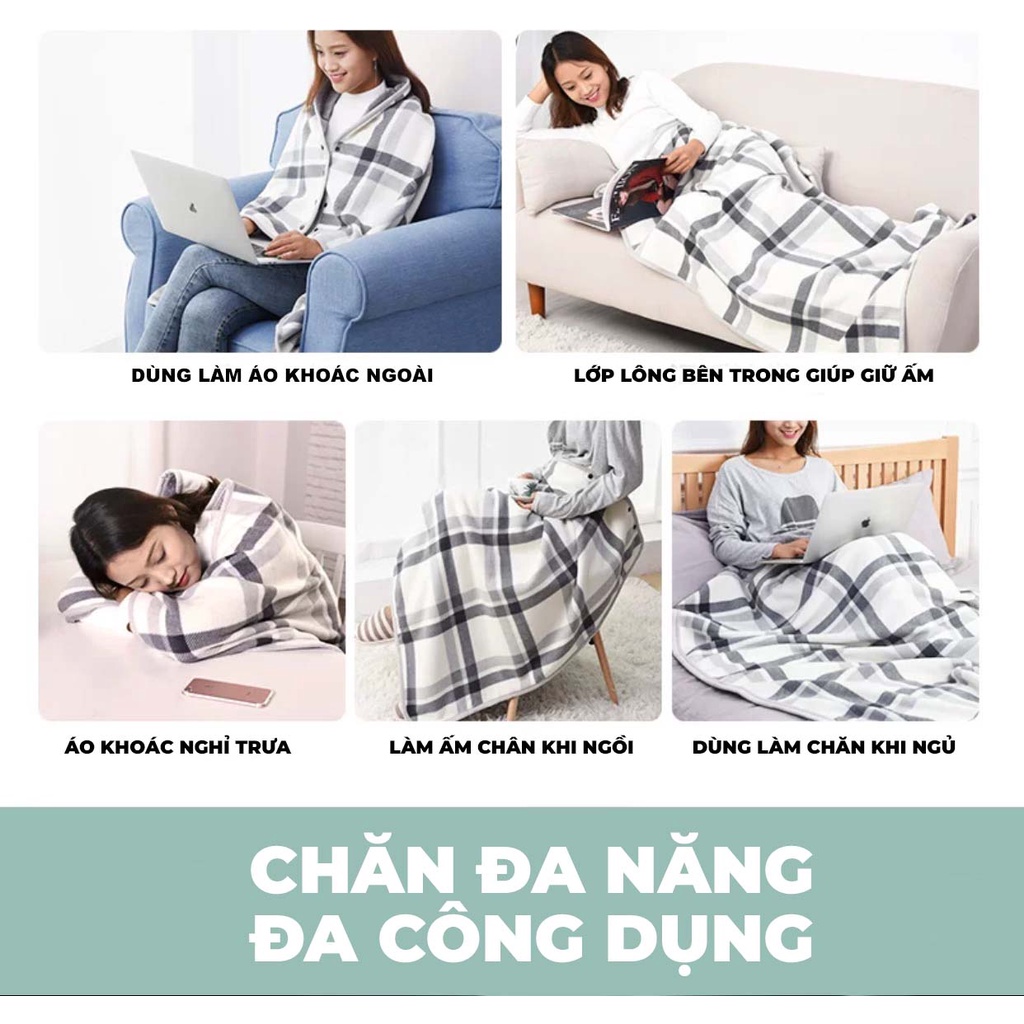 [Order] Chăn lông cừu giả áo đa năng 3 trong 1 dành cho nữ thích hợp dùng đi làm đi học (Có ảnh thật) | BigBuy360 - bigbuy360.vn