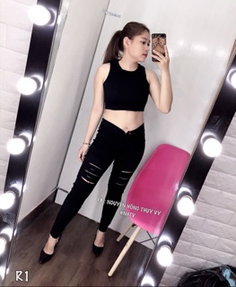 Quần kaki rách nhiều kiểu 
