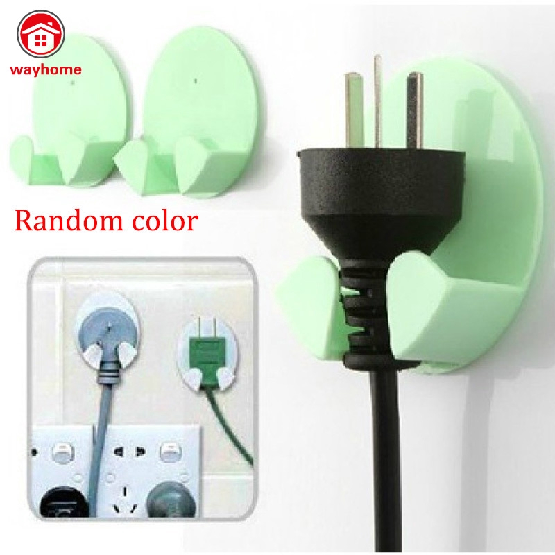 2Pcs Practical Self-AdheSive Power Plug Socket Holder Sticky Hooks Home Hotel Wall Hanger Storage Tools