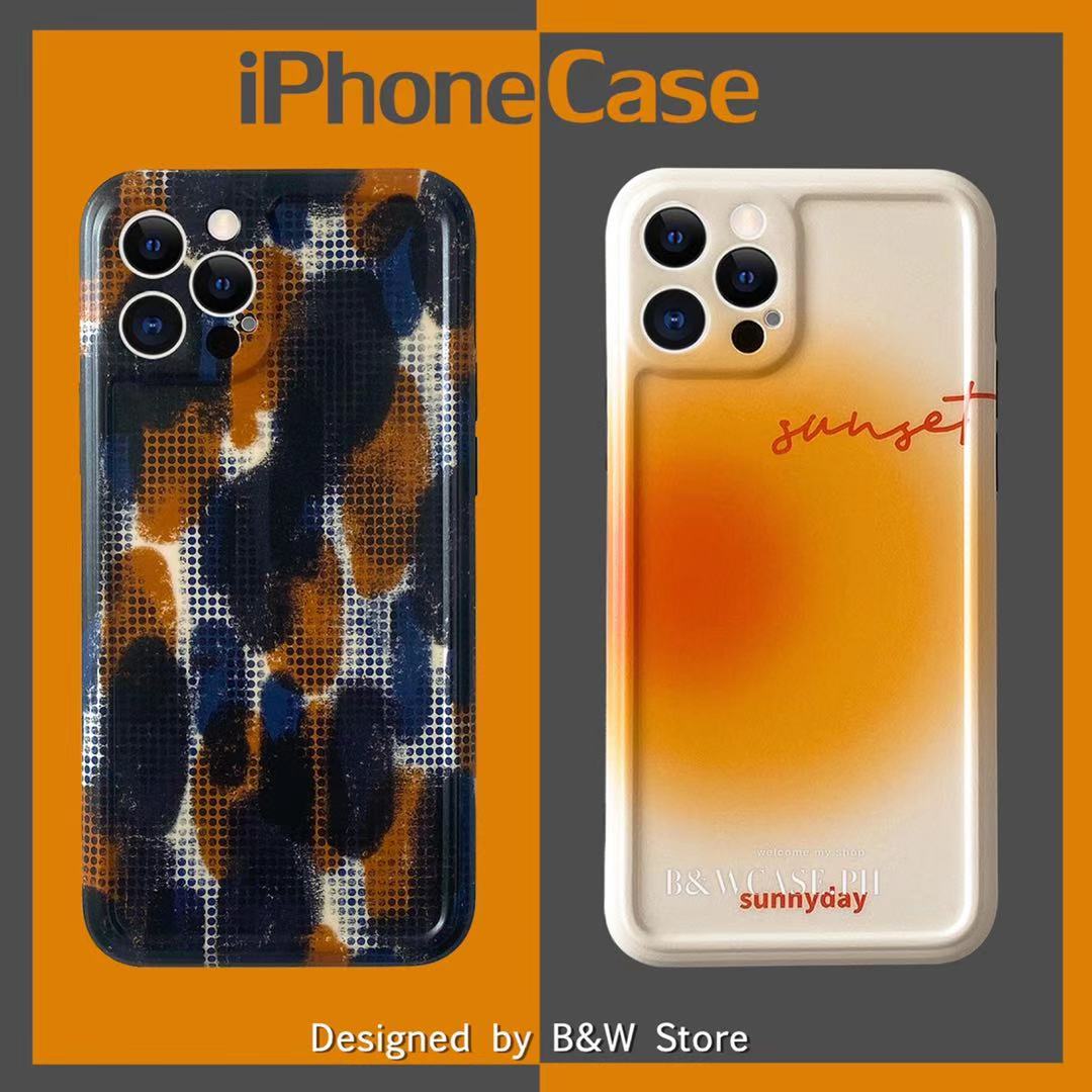 Fashion Graffiti art orange sunset Phone Case for IPhone 12 11 Pro Max IX XS Max XR SE2020 iPhone 7 8 Plus Matte full Soft IMD Cover