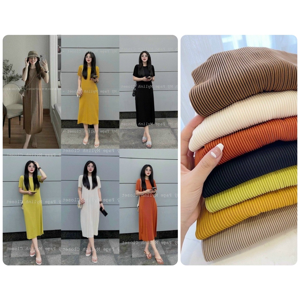 VÁY SUÔNG TĂM DẬP LI NHUYỄN FORM DÀI NHIỀU MÀU HOTTREND