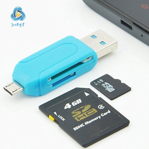 Đầu đọc thẻ nhớ USB OTG 2 trong 1 Micro USB TF SD dành cho máy tính / điện thoại