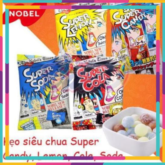 Kẹo siêu chua Super Candy, Lemon, Soda, Cola, Umeboshi (90gr) | Hàng Nội Địa Nhật