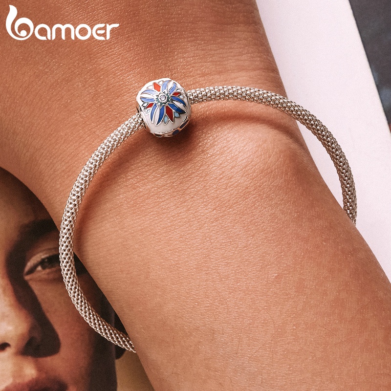 BAMOER Vòng cổ Bạc 925 Mặt Hình Hoa Sen Đính Đá Thời Trang Cho Nữ