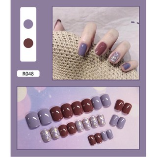 Sét 24 Móng Tay Giả Bóng/Lì (kèm keo)