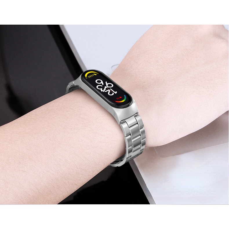 Dây Đeo Inox Cho Đồng Hồ Thông Minh Xiaomi Mi Band 7 6 / 5 / 4 / 3