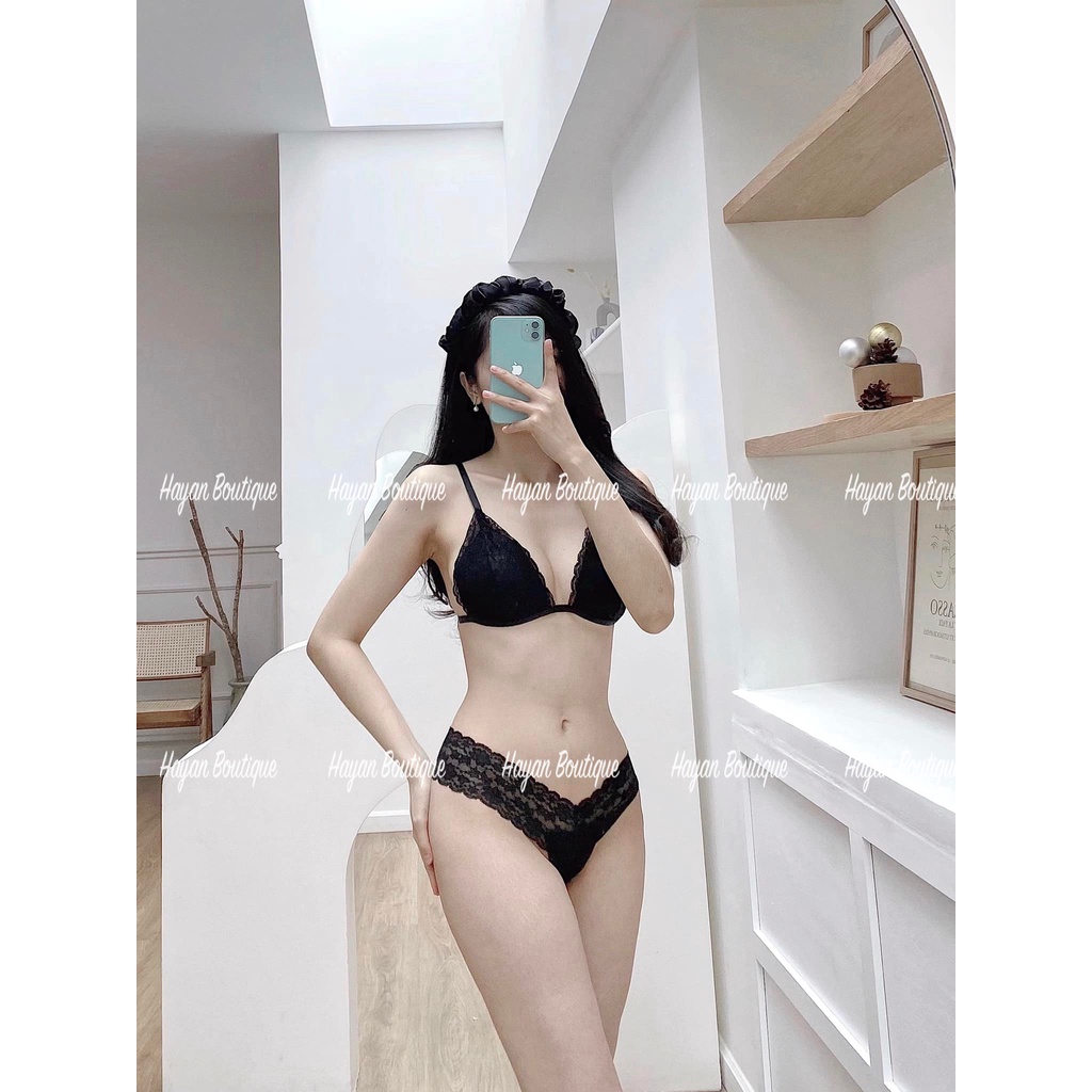HT261 Bộ đồ lót sexy gợi cảm kèm ĐỆM LÓT, set nội y bra - quần lọt khe chữ Y ren mềm mại HT261