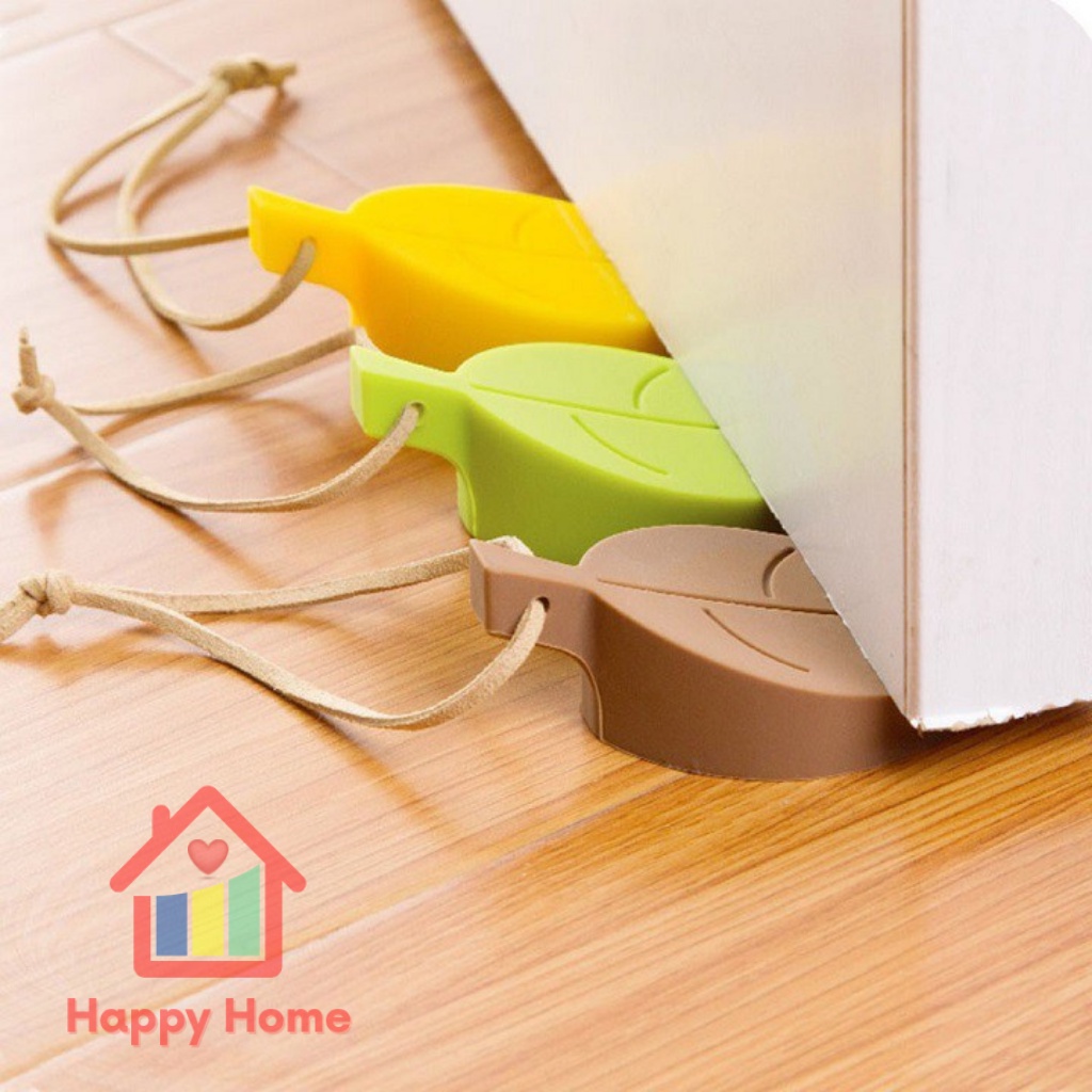 Chặn cửa cao su chống va đập hình chiếc lá thông minh, tránh gió lùa sập cửa, chống kẹp tay bé Happy Home