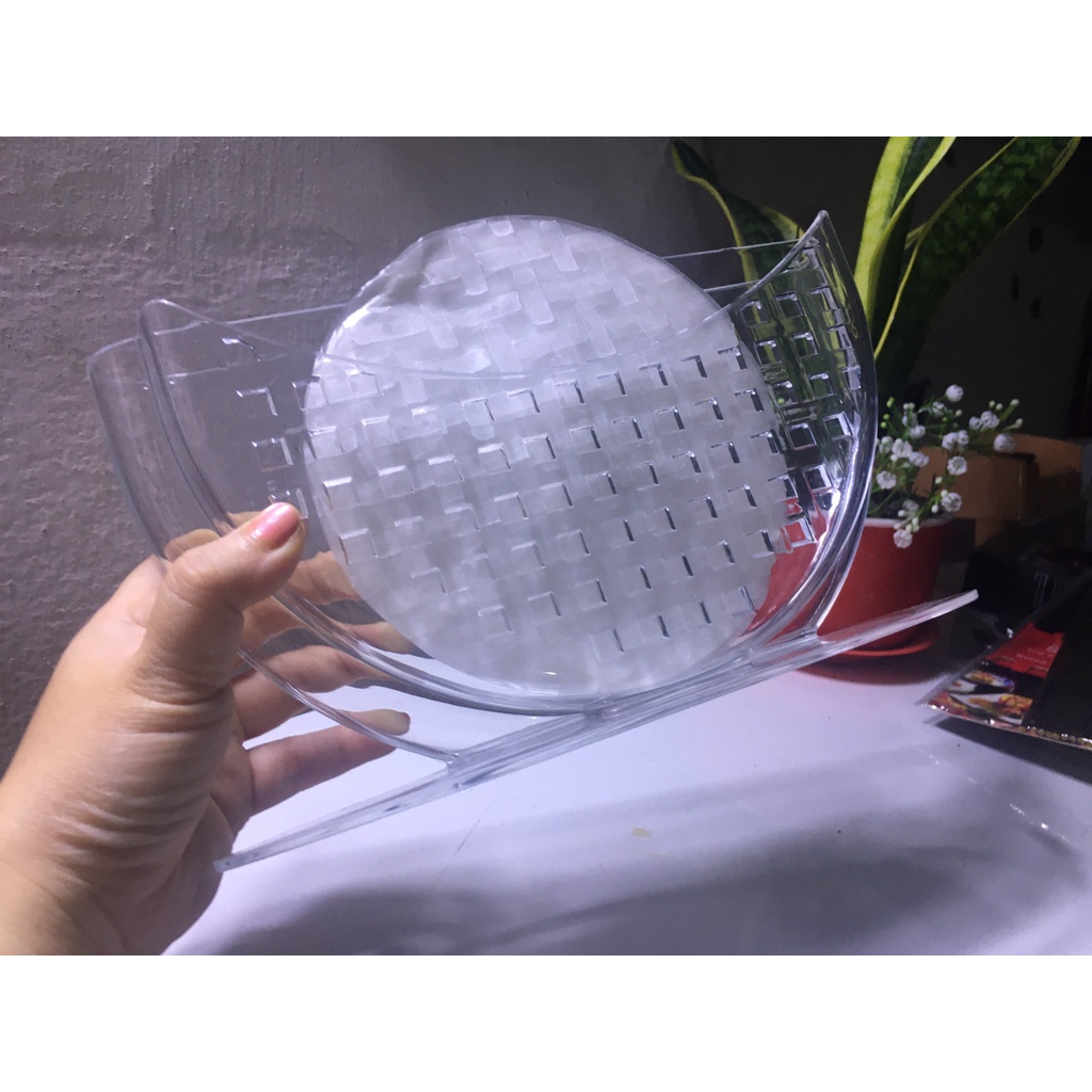 Nhúng bánh tráng 2 ngăn nhựa trong Acrylic cao cấp Size 21.5x13x7cm