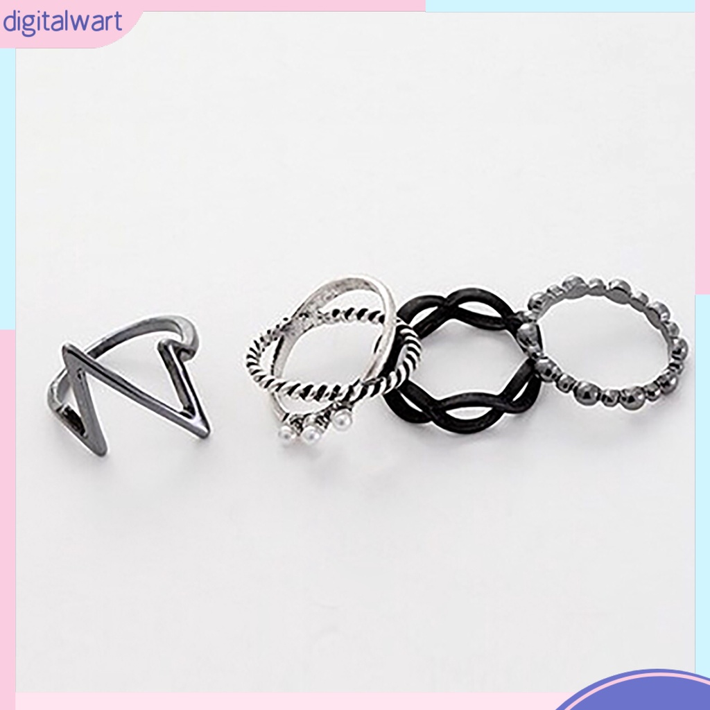 Set 4 nhẫn đeo khớp ngón tay màu bạc thời trang cho nữ