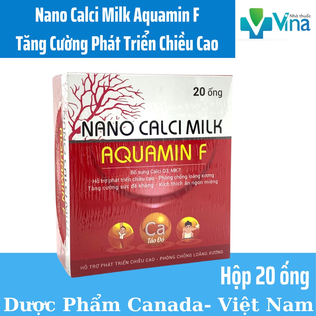 Nano Calci Milk Aquamin F - sữa non canxi vỉ 5 ống x 10ml, hộp 4 vỉ