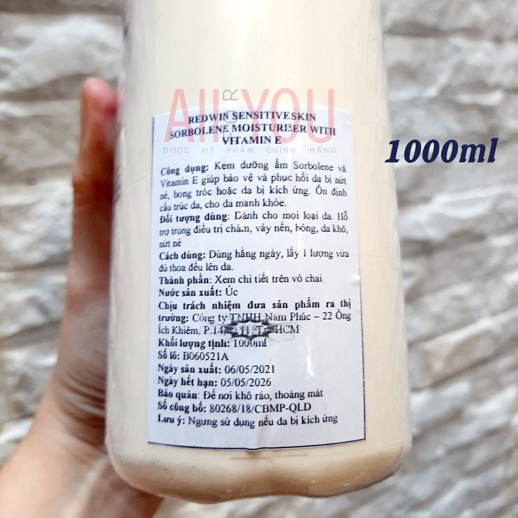 REDWIN Sorbolene Moisturiser With Vitamin E  - Kem Dưỡng Thể Làm Mềm Mịn Sáng Da Toàn Thân.