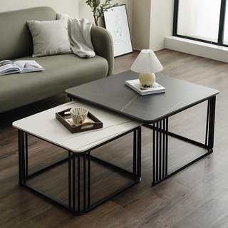 Bộ đôi bàn trà mặt đá ceramic cao cấp, bàn sofa phòng khách xuất khẩu - bảo hành 2 năm