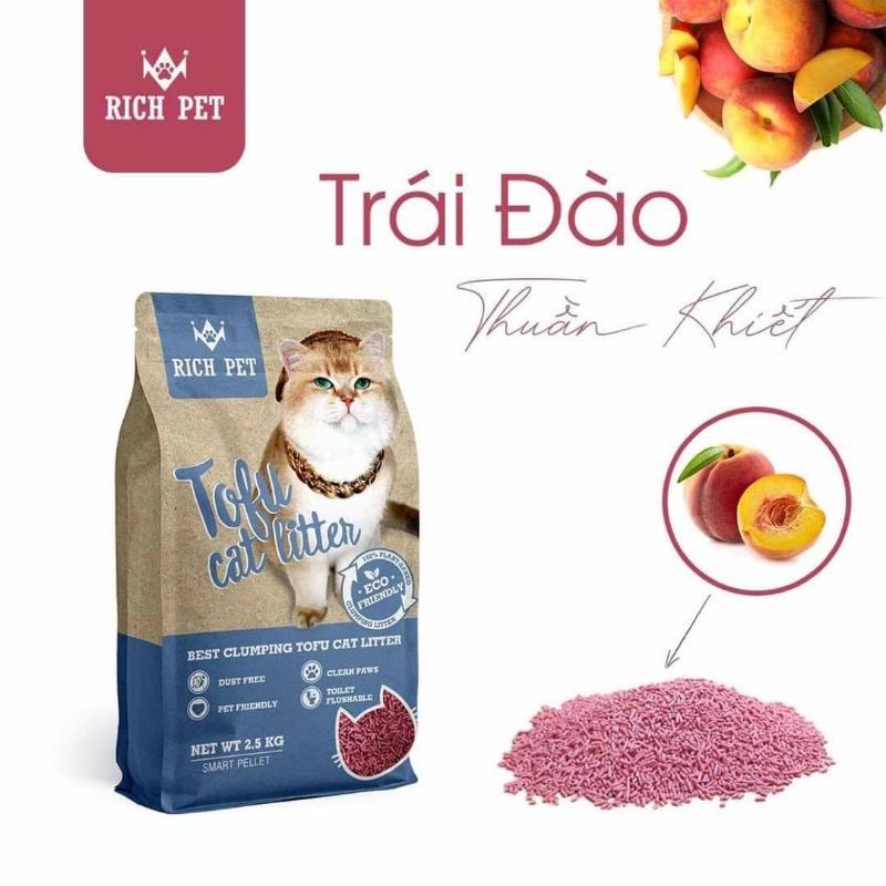 Cát đậu nành cho mèo Rich Pet Cát vệ sinh Tofu khử mùi không bụi an toàn NourseVietnam PK09