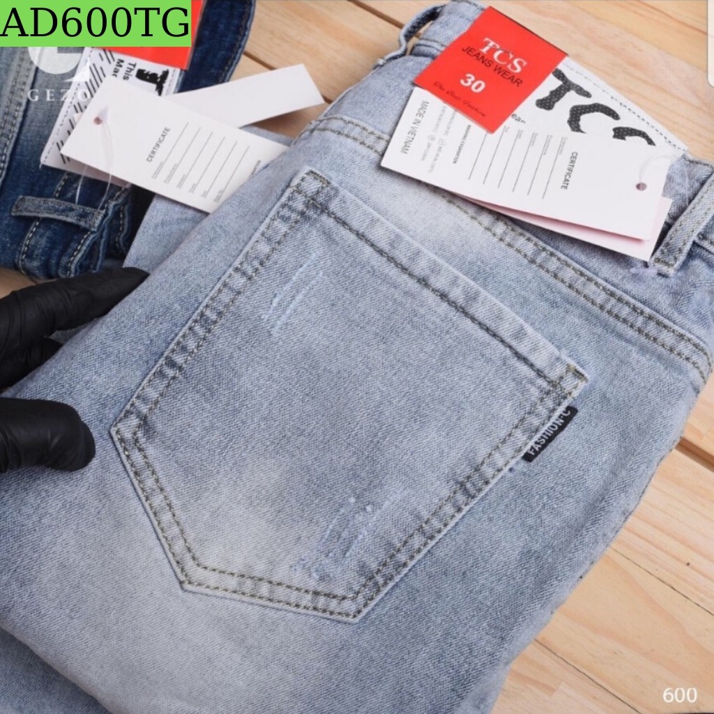 Quần Jean Nam Chất Bò AD600TG Xanh Rách Xước Trẻ Trung Cá Tính Mẫu Mới | BigBuy360 - bigbuy360.vn