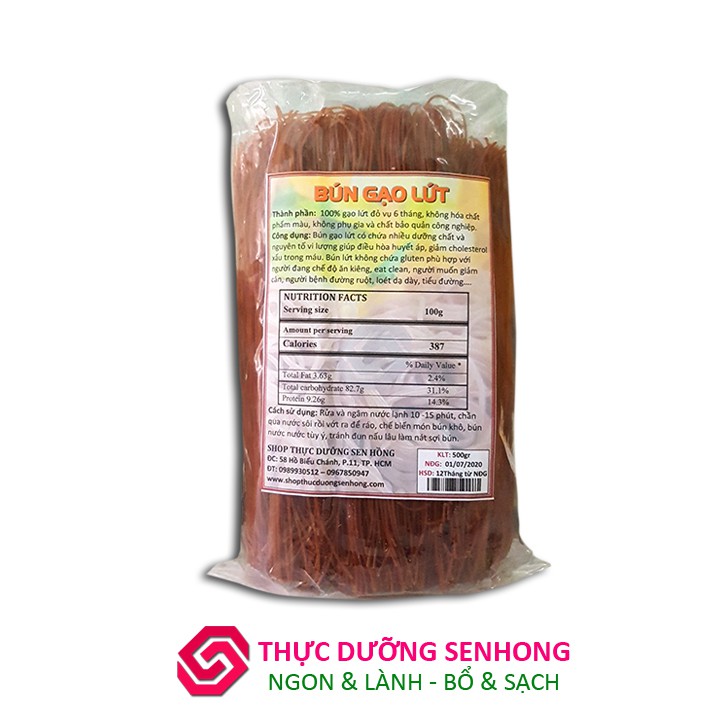 Bún gạo lứt đỏ 6 tháng (sợi 1mm - 500gr) Thực dưỡng Sen Hồng | BigBuy360 - bigbuy360.vn