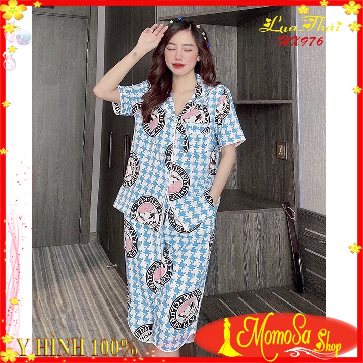 Đồ Bộ Pijama Nữ Mặc Nhà Đồ Bộ Lụa Thái Cao Cấp Mềm Mịn Quần Lửng - MOMOSA