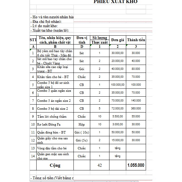 COMBO ĐỒ ĐI SINH CHO MẸ CÓ QUÀ