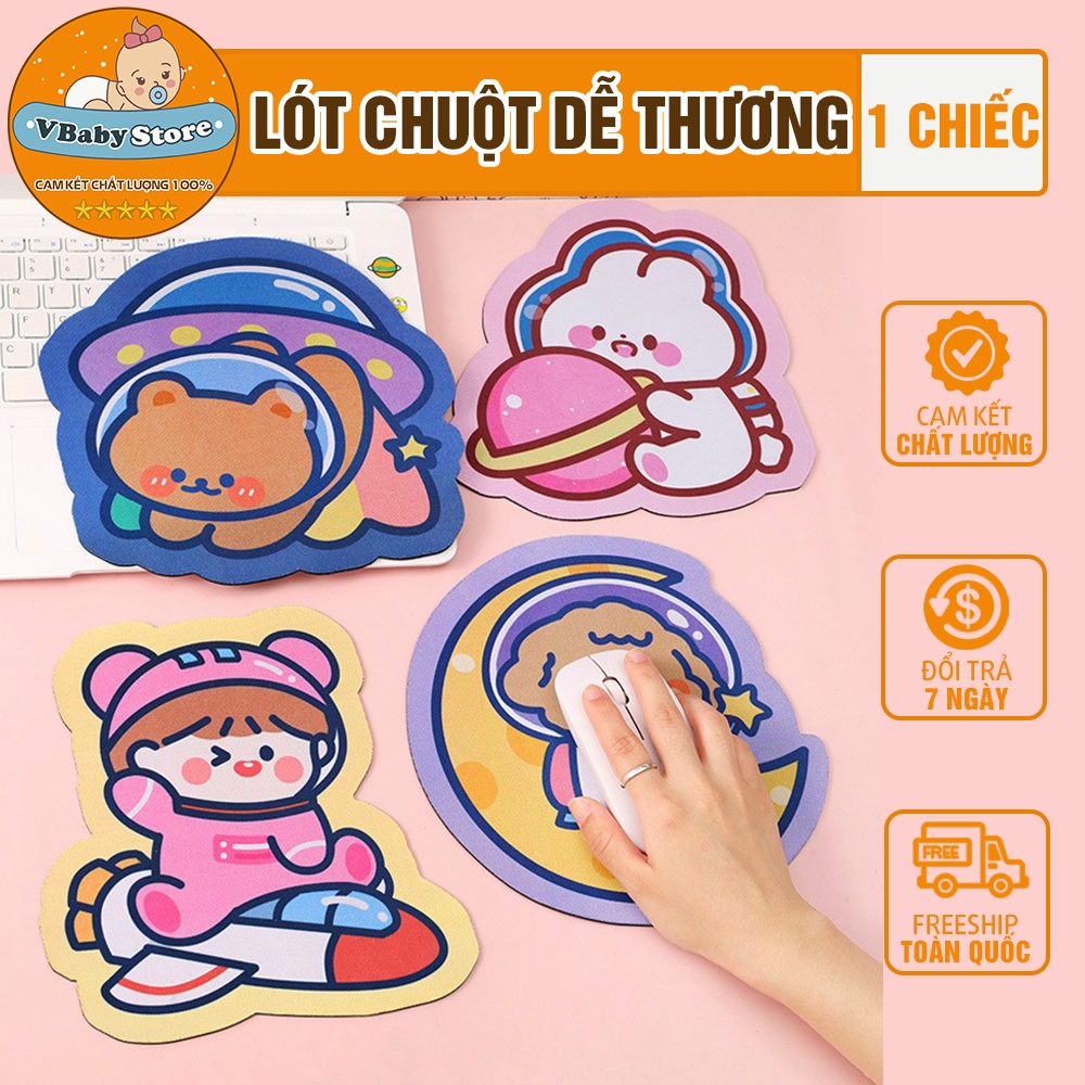 Lót chuột -Miếng lót chuột máy tính cute chống trơn trượt hoạ tiết hoạt hình siêu dễ thương