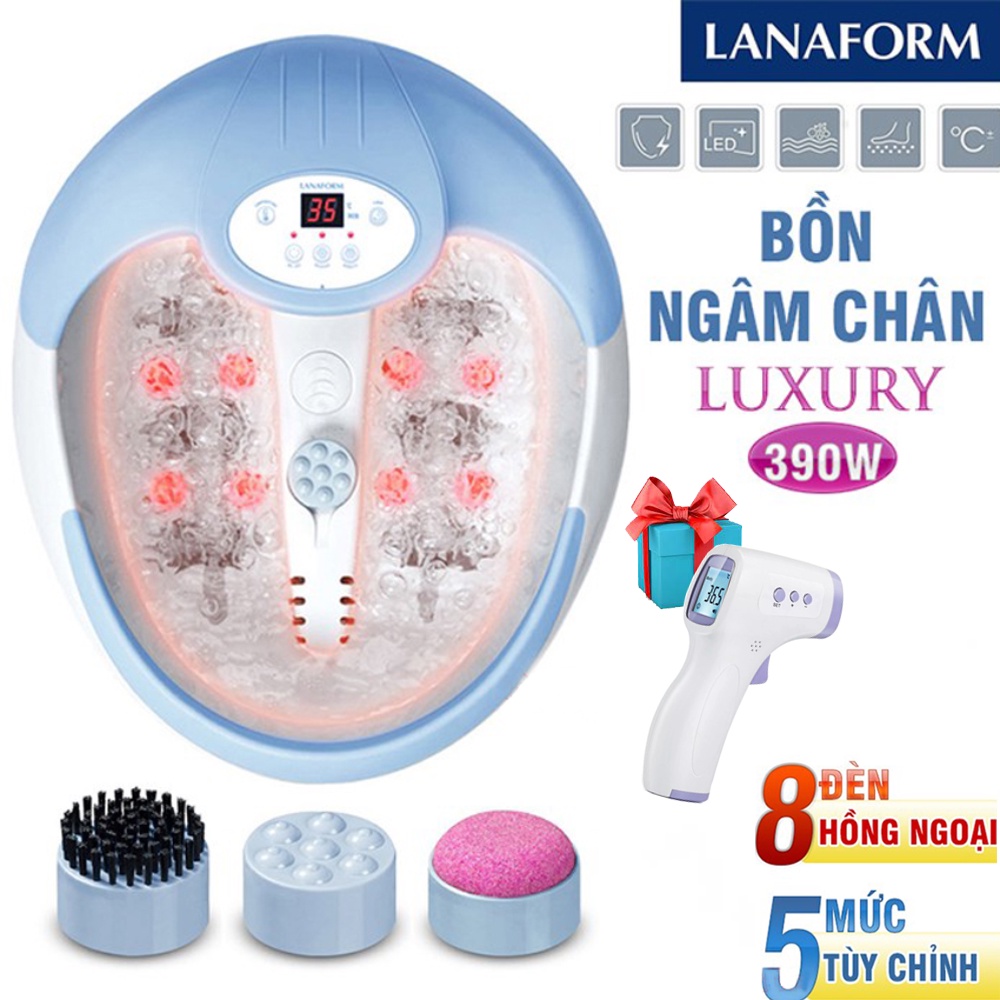 Bồn Ngâm Chân Hồng Ngoại và Sục Khí Lanaform Luxury - nhập khẩu Bỉ chính hãng bảo hành 24 tháng - TẶNG NHIỆT KẾ ĐIỆN TỬ