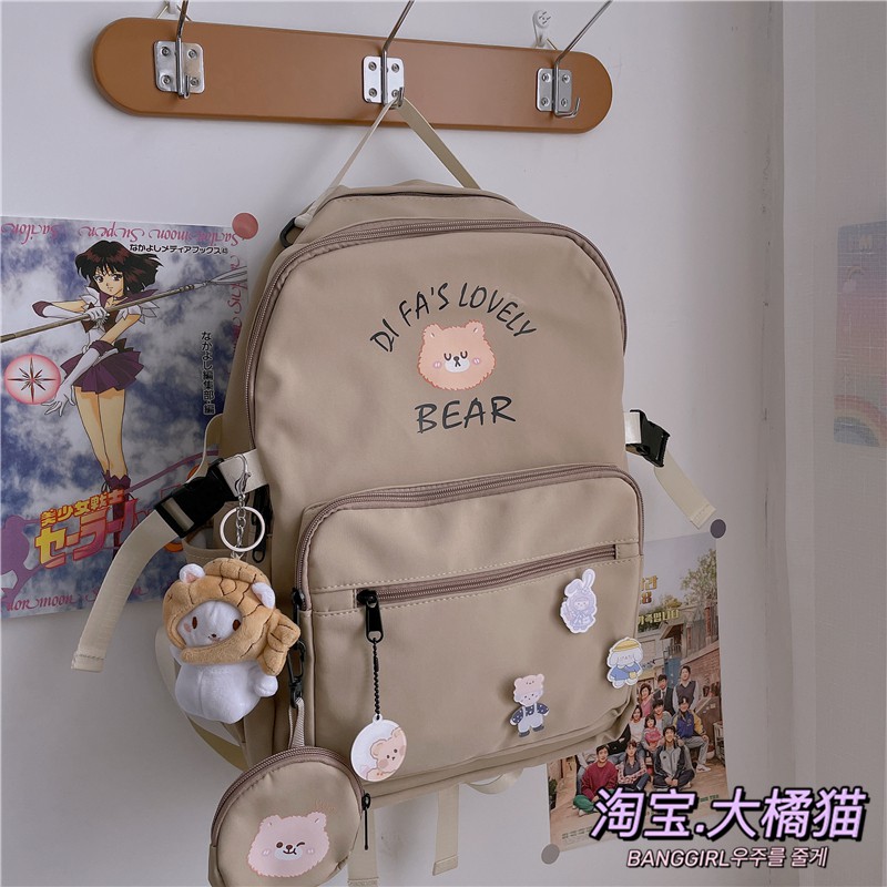 Balo ulzzang hàn quốc đi học, cặp sách nữ dễ thương cute in gấu bear.