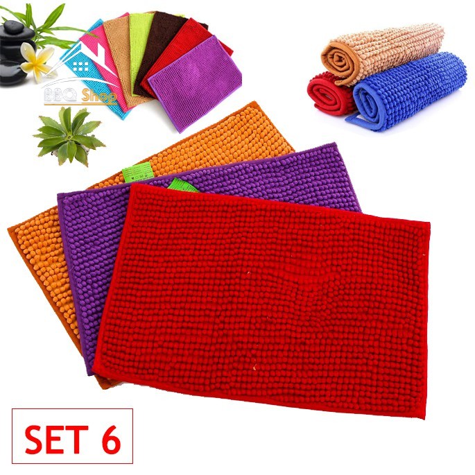 [RẺ VÔ ĐỊCH] Set 6 thảm chùi chân siêu thấm size 30x50 nhiều màu