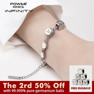 Power Ionics INFINITY Series Mới Hợp Thời Trang Trang Sức Nữ 99,999% Nguyên Chất Germanium Bóng 3mm Charm Sức Khỏe Vòng Tay Lắc Tay Quà Tặng Khắc Miễn Phí