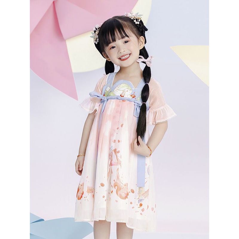 Đầm Công Chúa Hán Phục Bằng Vải Voan Phong Cách Trung Hoa Cổ Điển Mẫu Mới 2022 Dành Cho Bé Gái 90-130 Tuổi