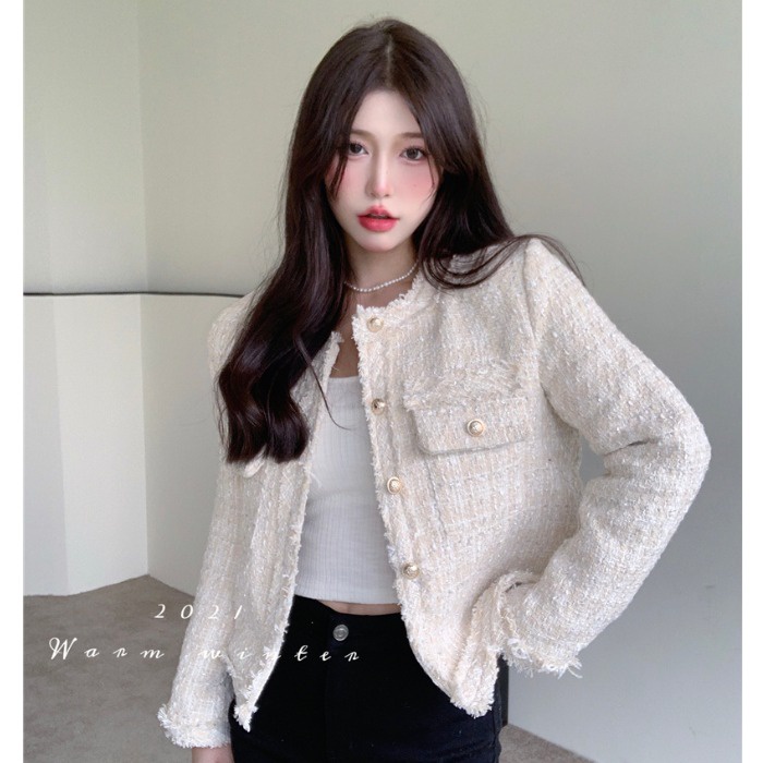 Áo Dạ Tweed Cúc Đồng Ba Màu Siêu Xinh Phong Cách Tiểu Thư QCCC _ Hàng ORDER