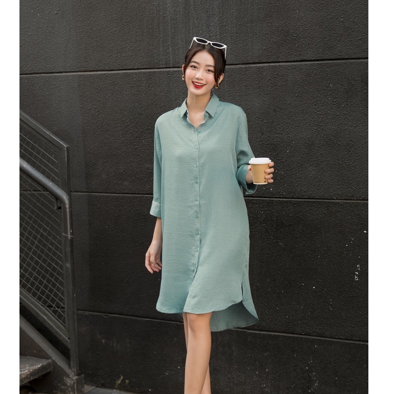 OLV - Đầm Button Shirt Dress in Blue