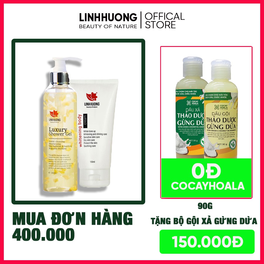 Bộ sản phẩm tắm trắng toàn thân : Sữa tắm Kem Body Linh Hương 320ml