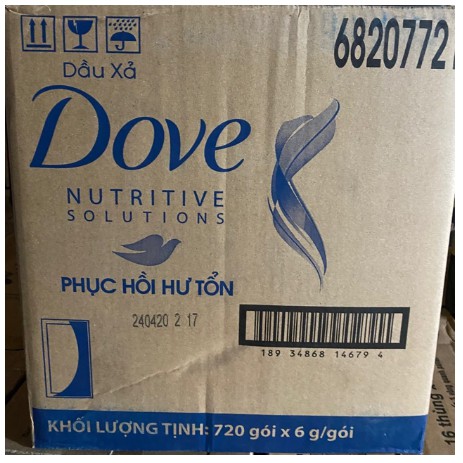 Thùng dầu gội - xả Dove Phục hồi hư tổn (720 gói)