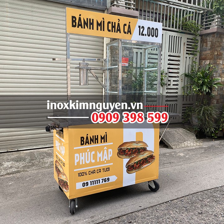 Xe bánh mì chả cá đẹp 1m