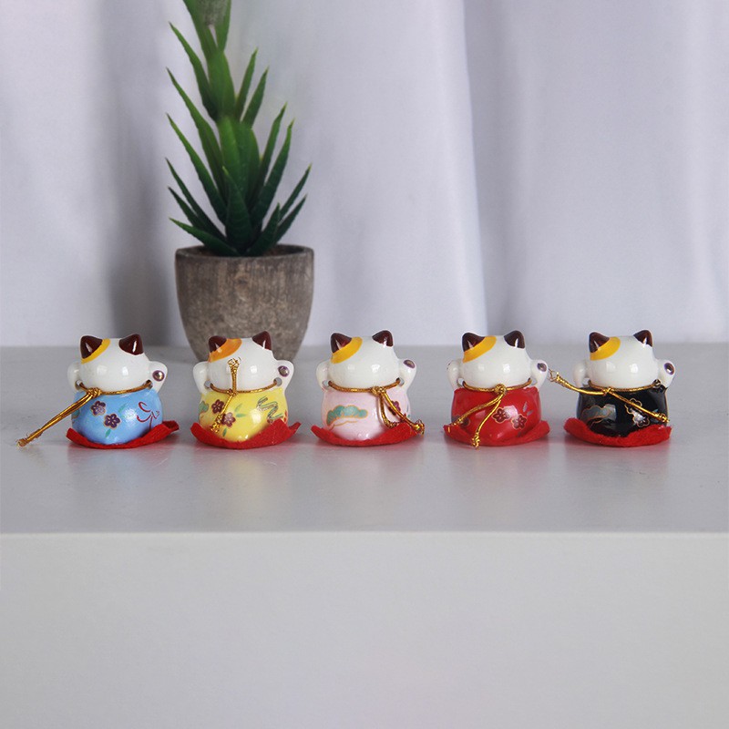 Bộ (Set) 5 Mèo Thần Tài Neko Ngũ Phúc Lâm Môn, May Mắn, Phát Tài Phát Lộc