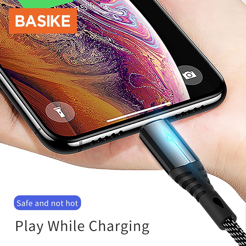 Dây Cáp BASIKE Sạc Truyền Dữ Liệu Đầu USB-A Sang Type C / Lightning/ Micro USB 2A Chất Lượng Cao