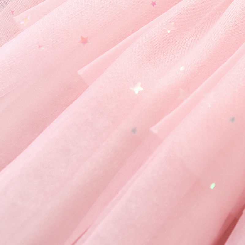 Đầm Công Chúa Kẻ Sọc Phối Ren Lưới Mùa Hè Hàn Quốc Mới Cho Bé Gái