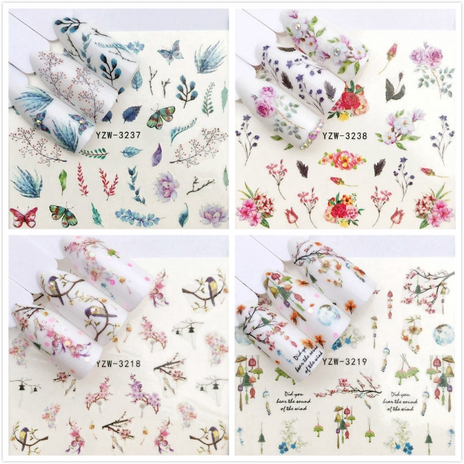 Miếng dán họa tiết hoa lá 3D dùng cho trang trí móng tay nghệ thuật