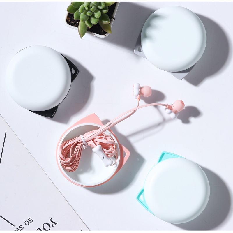 Tai Nghe Nhét Tai Có Dây 3.5mm Kèm Mic Thiết Kế Hình Dấu Chân Mèo Dễ Thương