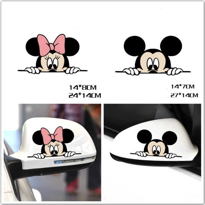 Decal DáN Trang Trí HìNh Mickey Minnie Cho Gương ChiếU HậU Xe Hơi /