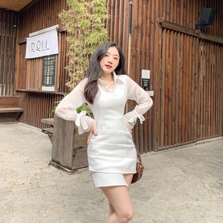 Đầm Katleen - Đầm yếm phối cổ sơ mi