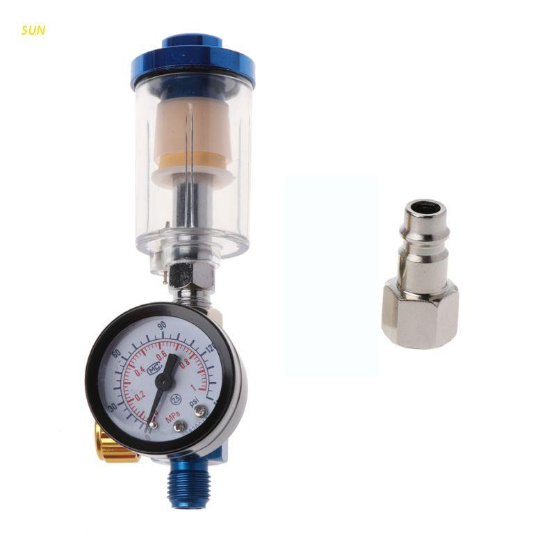 SUN Air Pressure Regulator Gauge Spray Gun In-Line Water Oil Trap Filter Separator Kit Tools