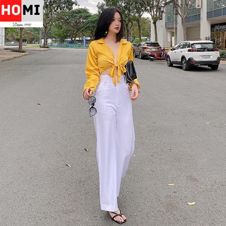 QUẦN ỐNG SUÔNG-, màu trắng và Đen, HOMI Fashion