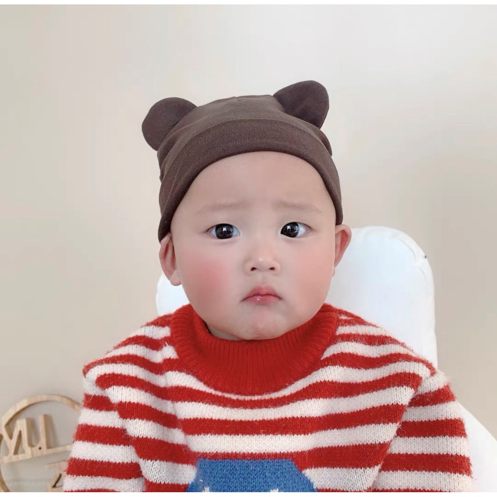 Mũ sơ sinh trùm đầu tai mickey Style Hàn Quốc cho bé Mimi Kids (0-6m) MD30