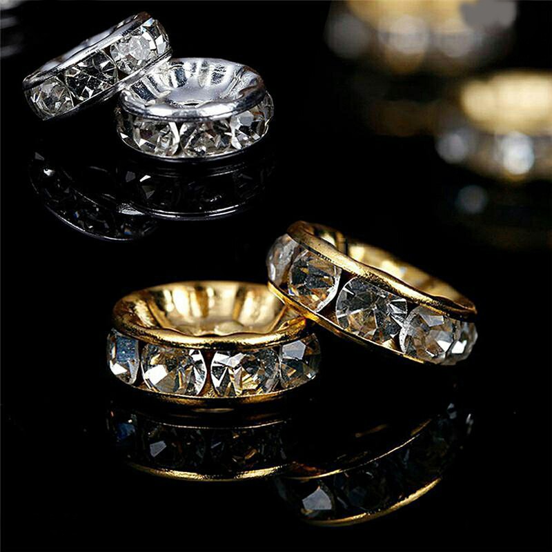 Gói 20 chặn soàn bánh xe Kim loại Mạ Đủ màu gắn hạt đá lấp lánh sáng đẹp làm trang sức thủ công