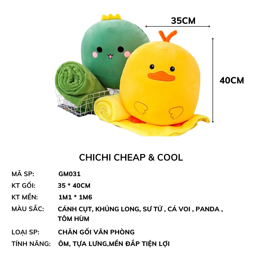 Chăn Gối Văn Phòng 3 Trong 1 phong cách hoạt hình dễ thươngGM024 Chichi,Gấu Ngủ Kèm Mền siêu cute phù hợp mọi lứa tuổi