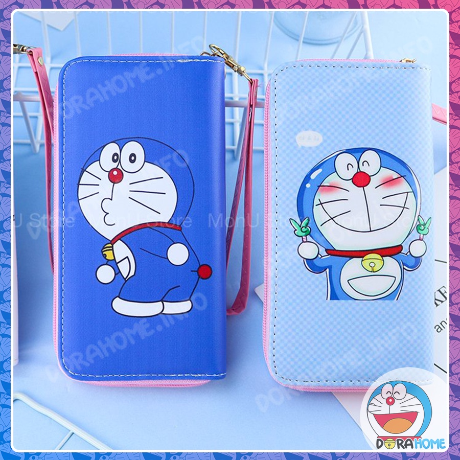 Ví Bóp Dài Hình Doraemon Doremon Cute Dễ Thương Có Dây Xách Chất Liệu Da PU Chống Nước Dễ Lau Chùi TT0011