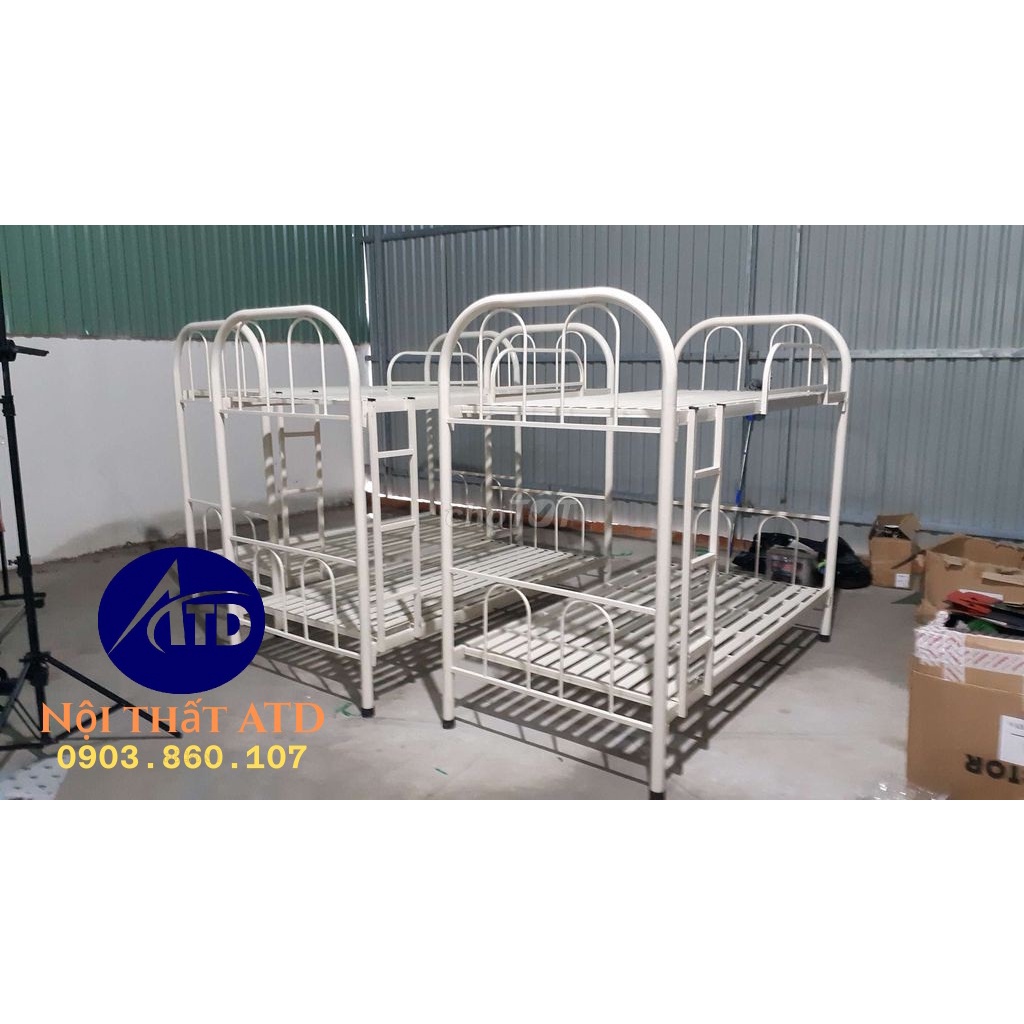 Giường tầng sắt tròn cao cấp ATD tại xưởng 1m2x2m giao lắp tphcm bình dương
